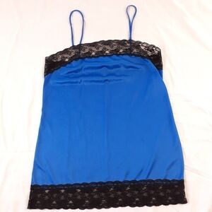 Royal Blue w/Black Lace Camisole Size Medium